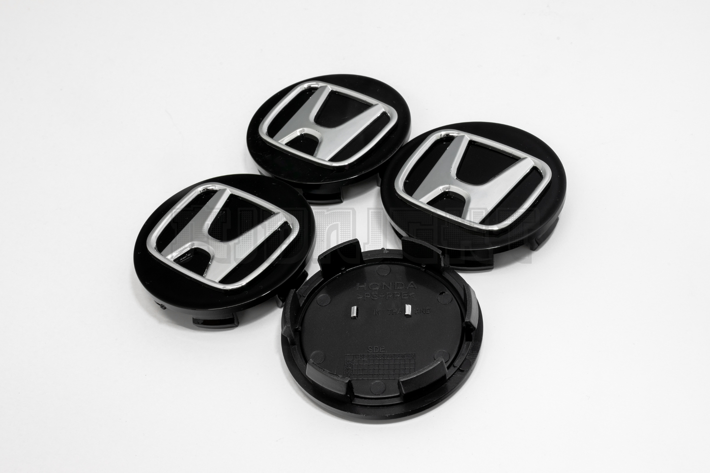 Set Of Four Honda Black & Chrome Center Hub Caps