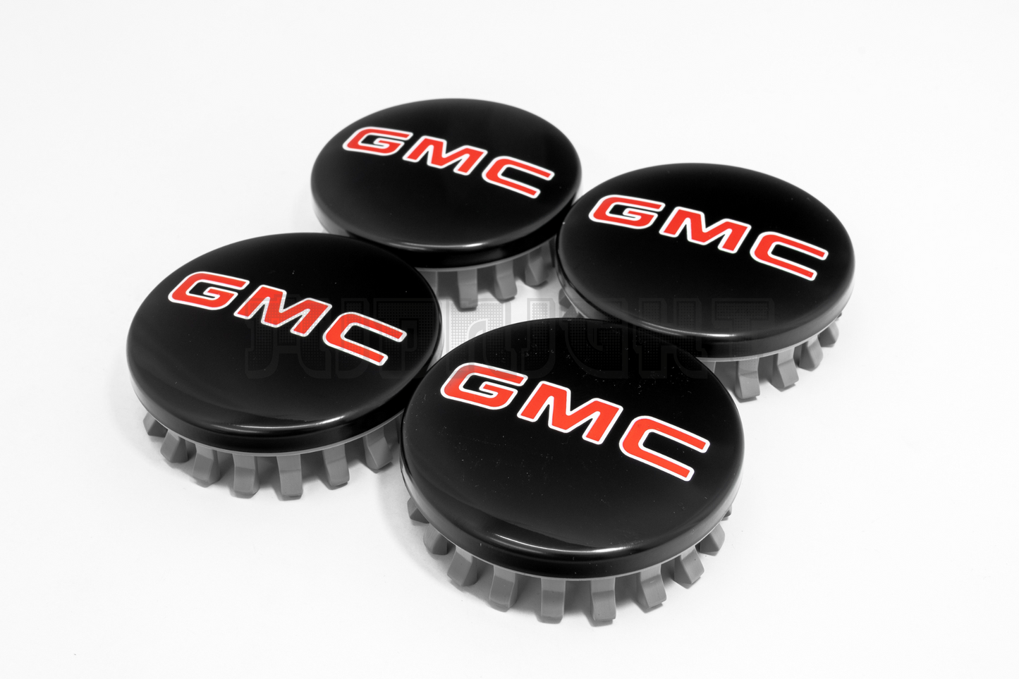 Set Of Four GMC Black & Red Center Hub Caps