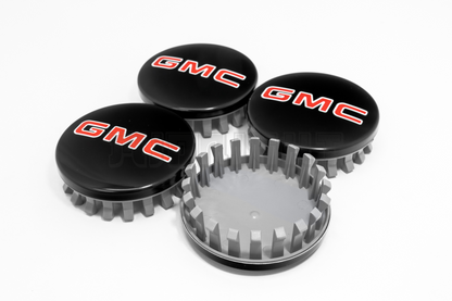 Set Of Four GMC Black & Red Center Hub Caps