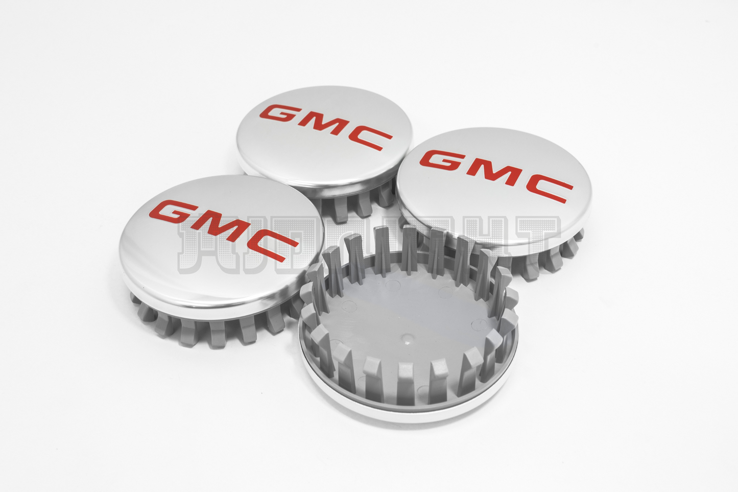 Set Of Four GMC Chrome & Red Center Hub Caps