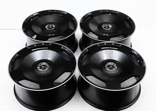 22" Satin Black AMG Style Wheels For Mercedes (5x112) Square Set