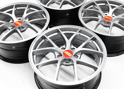 18" Hyper Silver BBS Style Wheels (5x114.3) Squared Set
