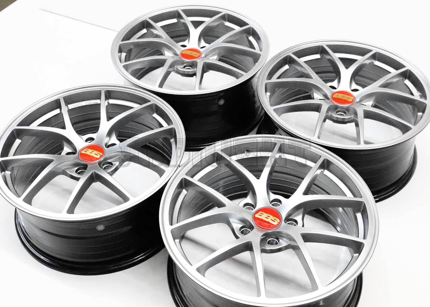 18" Hyper Silver BBS Style Wheels (5x114.3) Squared Set