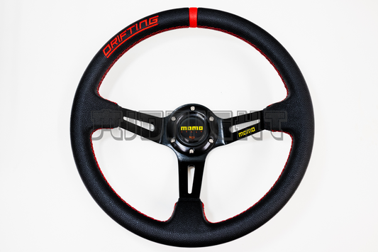 MOMO MOD 08 Style Black Faux Leather Steering Wheel