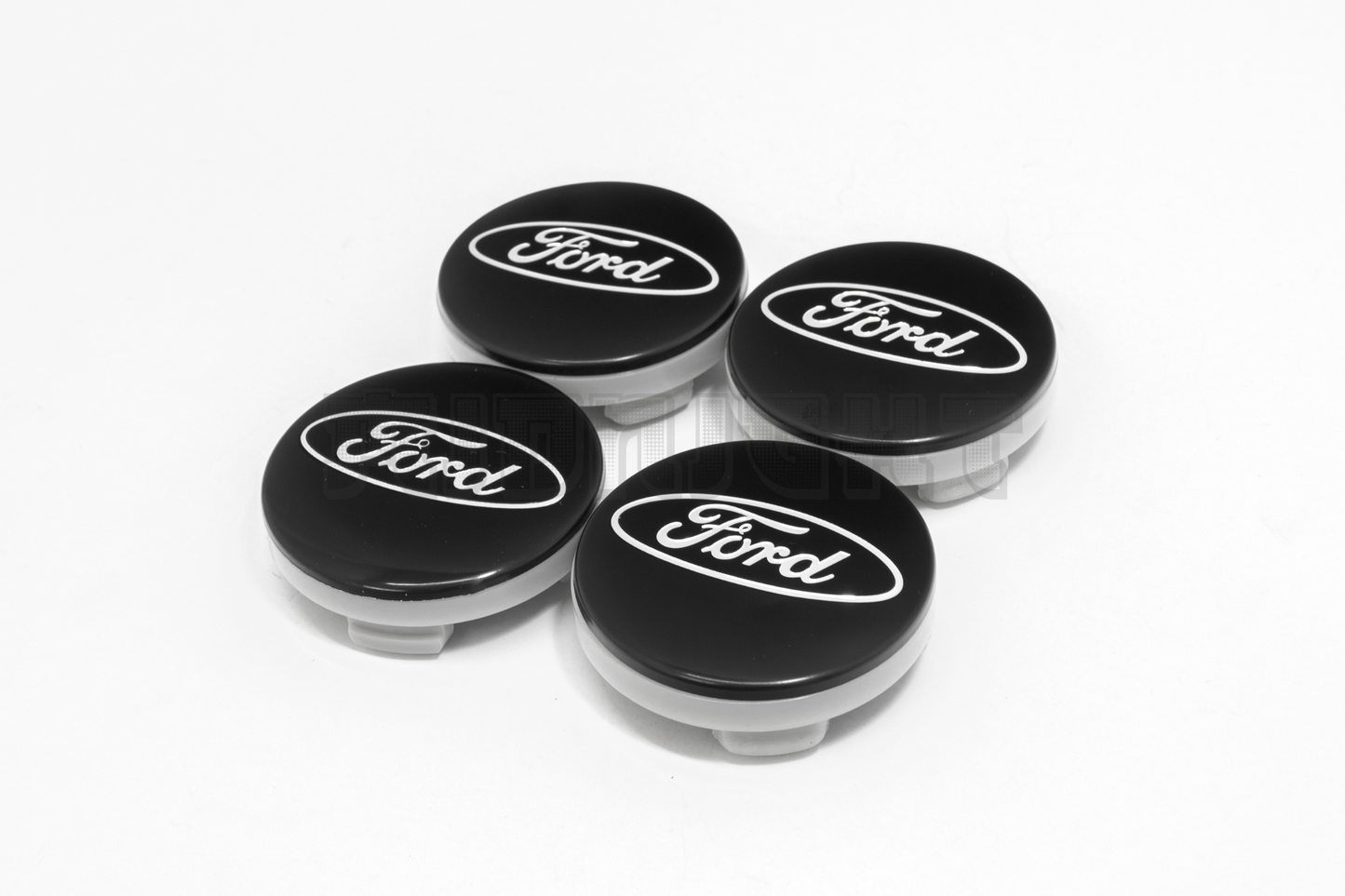 Set Of Four Ford Black & White Center Hub Caps