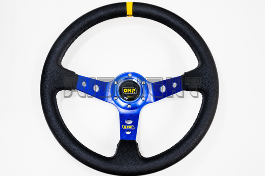 OMP Corsica Scamosciato Style Faux Leather 350mm Blue Steering Wheel