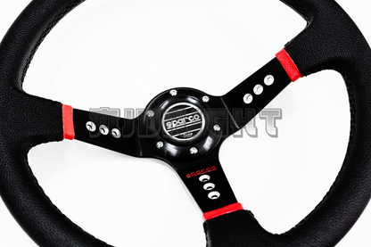 SPARCO L777 Style 350mm Black Faux Leather Steering Wheel