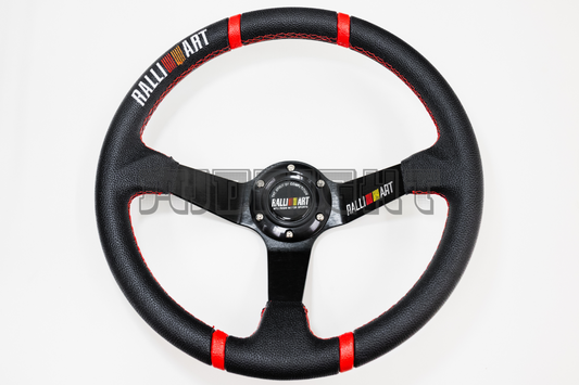 RalliArt Style Faux Leather Steering Wheel