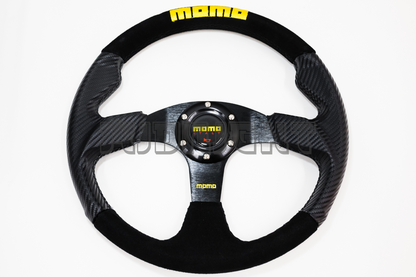 MOMO JET Style 350mm Carbon Fiber Alcantara Suede Steering Wheel