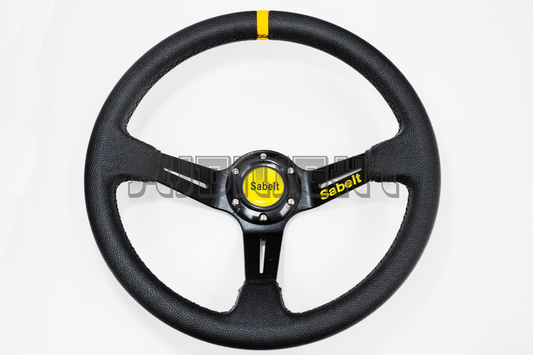 Sabelt Style Faux Leather 350mm Black Steering Wheel