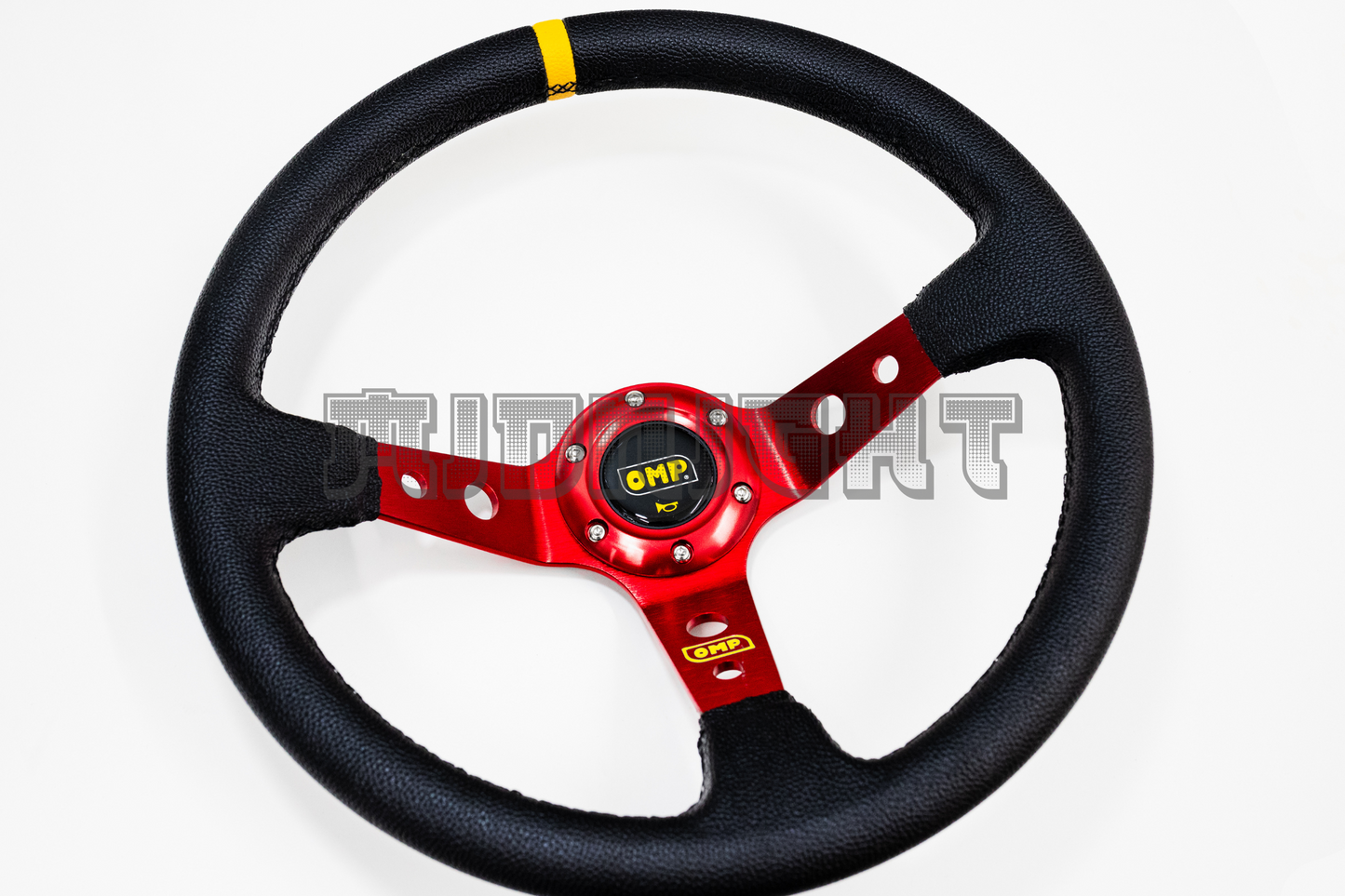 OMP Corsica Scamosciato Style Faux Leather 350mm Red Steering Wheel