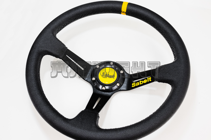 Sabelt Style Faux Leather 350mm Black Steering Wheel