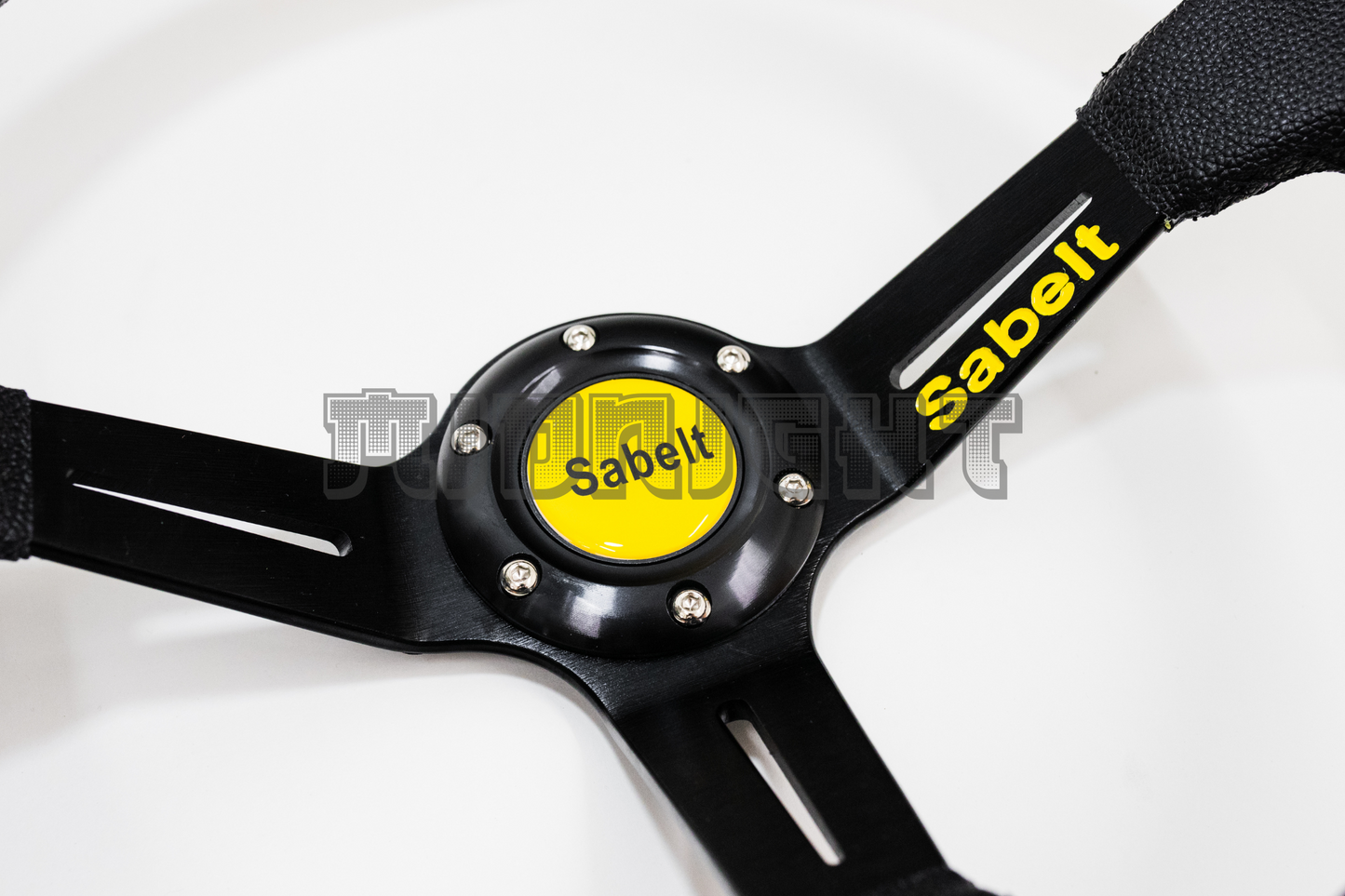 Sabelt Style Faux Leather 350mm Black Steering Wheel