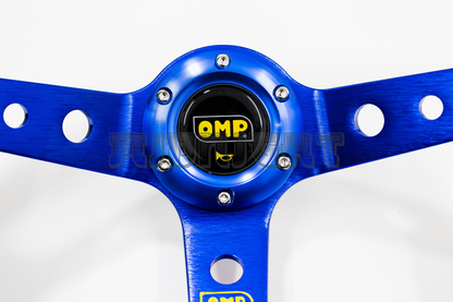 OMP Corsica Scamosciato Style Faux Leather 350mm Blue Steering Wheel