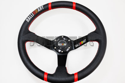 RalliArt Style Faux Leather Steering Wheel