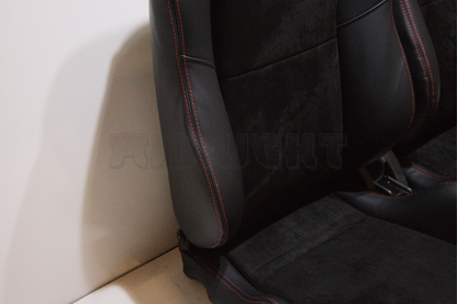 Recaro MS-7 Style Black Suede Alcantara/Leather Red Stitch Reclinable Bucket Seat