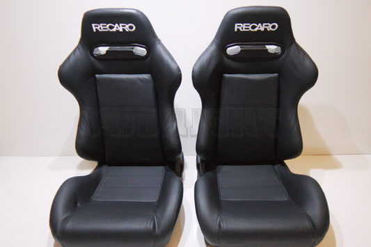 Recaro SR3 Style Black Leather Reclinable Bucket Seat