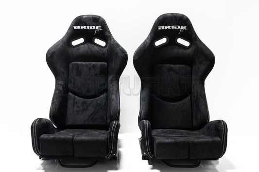 Bride Stradia II Style Black Alcantara Suede Reclinable Bucket Seat Carbon Fiber Back