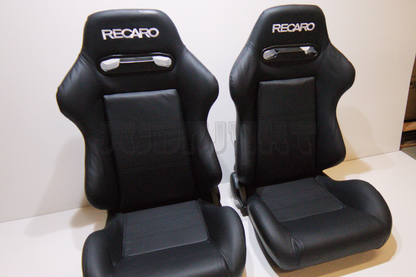 Recaro SR3 Style Black Leather Reclinable Bucket Seat