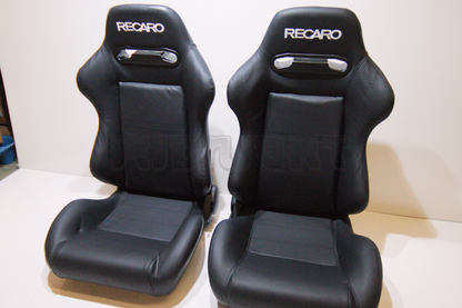 Recaro SR3 Style Black Leather Reclinable Bucket Seat