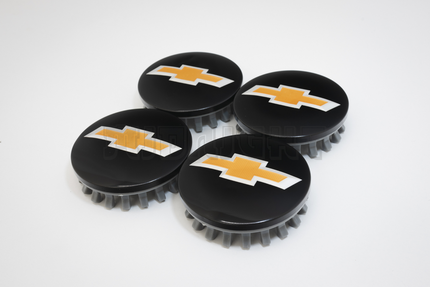 Set Of Four Chevrolet Black & Yellow Center Hub Caps