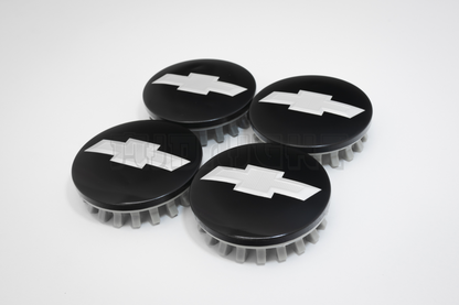 Set Of Four Chevrolet Black & Silver Center Hub Caps