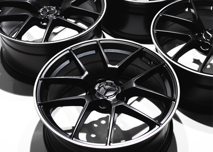 19" Matte Black Machined Lip Wheels For Mercedes (5x112) Staggered Set 19x8.0/9.0