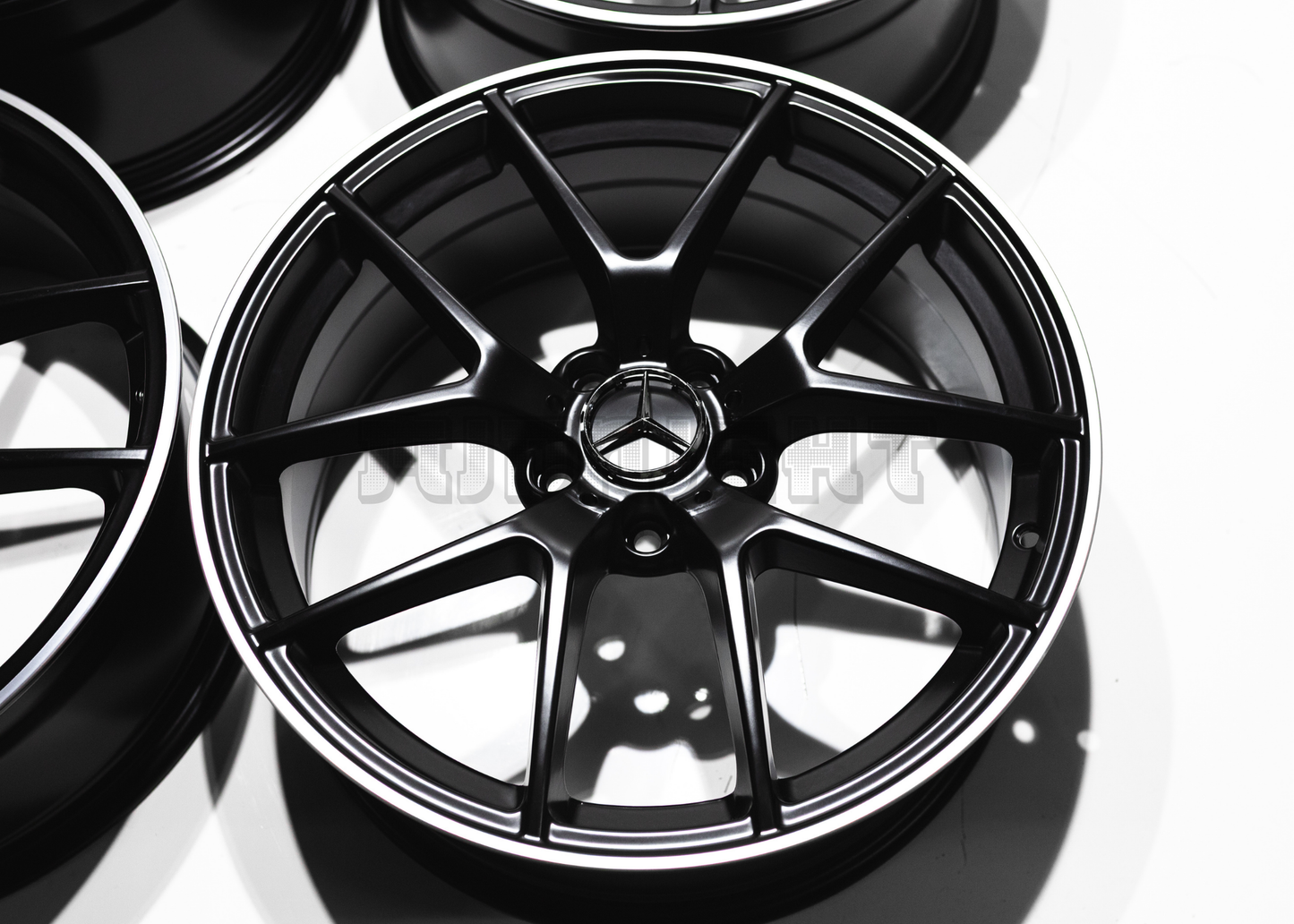 19" Matte Black Machined Lip Wheels For Mercedes (5x112) Staggered Set 19x8.0/9.0