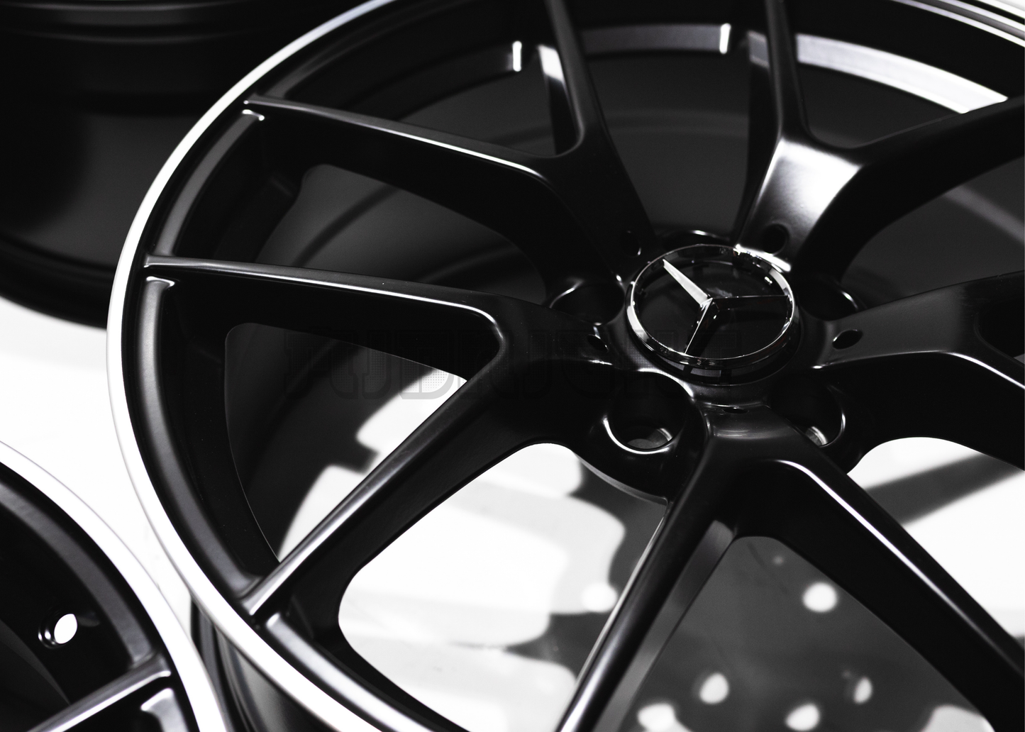 19" Matte Black Machined Lip Wheels For Mercedes (5x112) Staggered Set 19x8.0/9.0