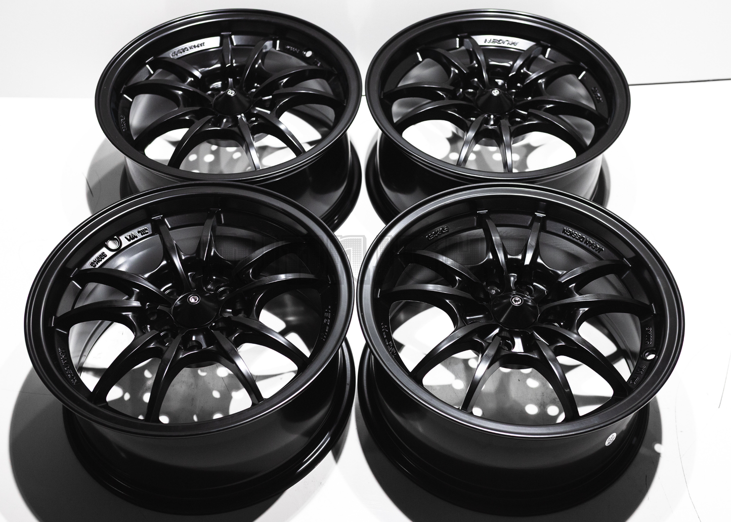 15" Matte Black Mugen MF10 Style Wheels (4x100) (4x114.3) Square Set