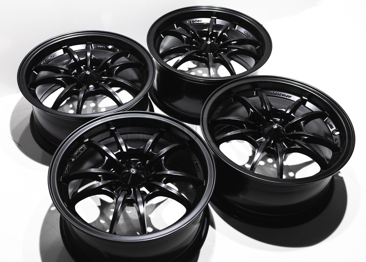 15" Matte Black Mugen MF10 Style Wheels (4x100) (4x114.3) Square Set