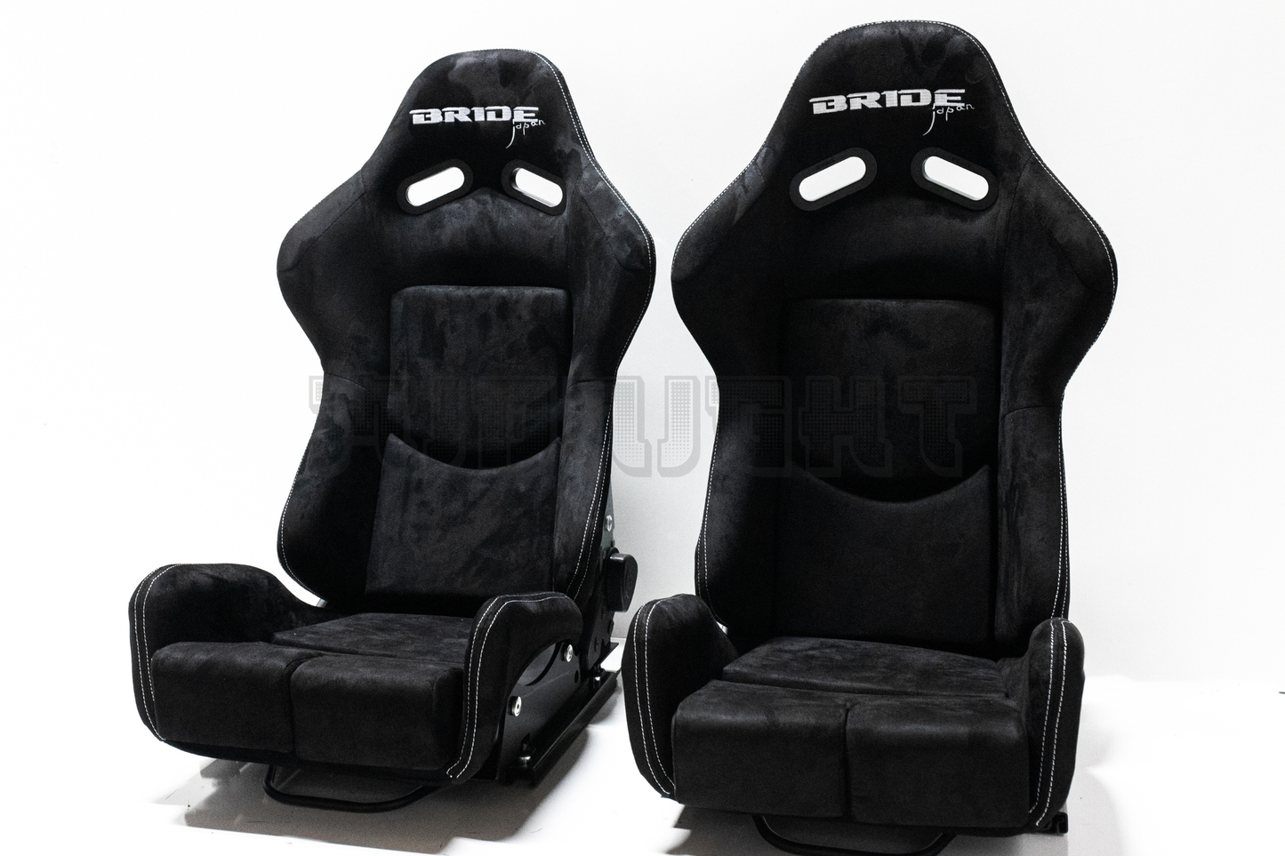 Bride Japan Seats Suede Edition with real carbon fiber back Recliner Black Seat Set.
