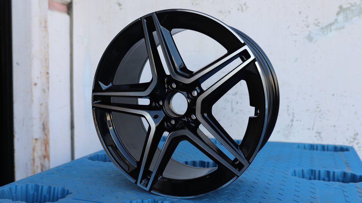 18" Black Machined Face AMG Mercedes Style Wheels Set of 4 18x8 +35 5x112
