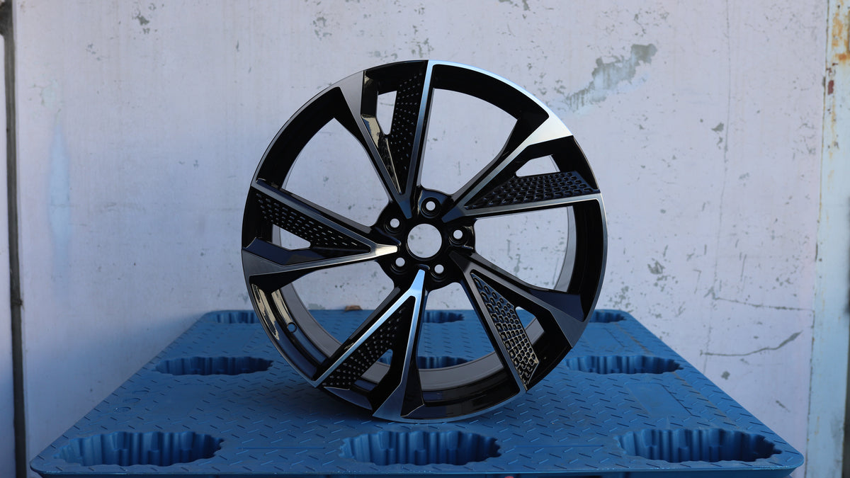 18" Black Machined Face Audi RS7 Style Wheels Set of 4 18x8 +35 5x112
