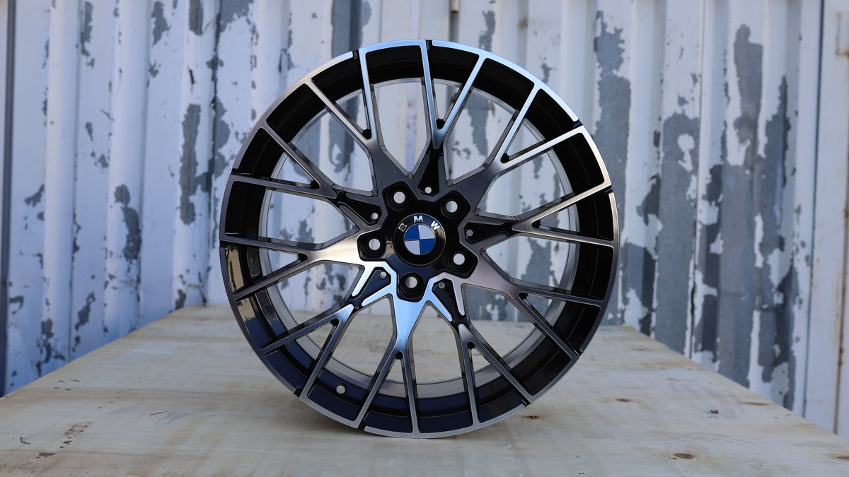 18" Black Machined Face BMW Style Wheels Set of 4 18x8 +30 5x120