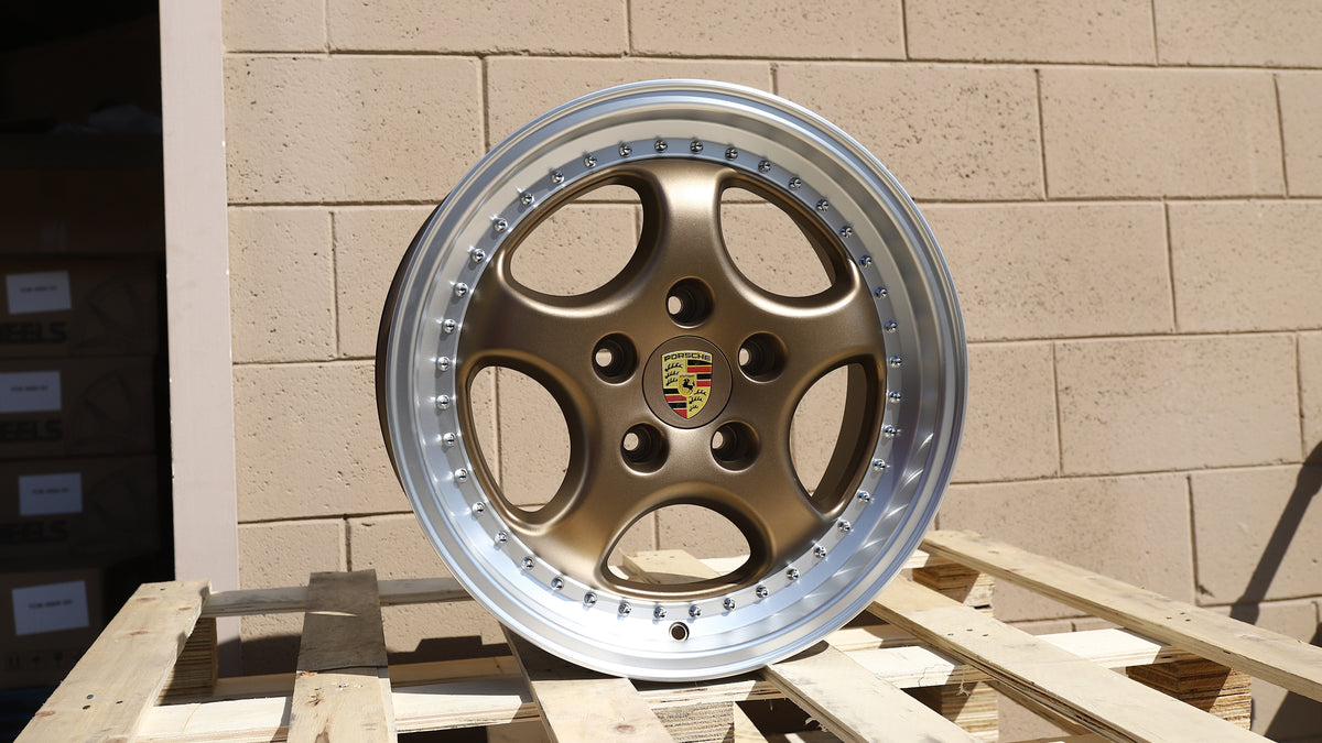 18" Bronze Machined Lip Speedline Style Wheels Staggered Set 18x8 +50 / 18x9.5 +50 5x130