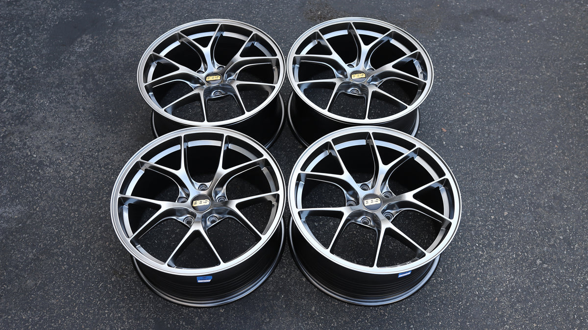 18" Hyper Black BBS RIA Style Wheels Set of 4 18x8.5 +35 5x120