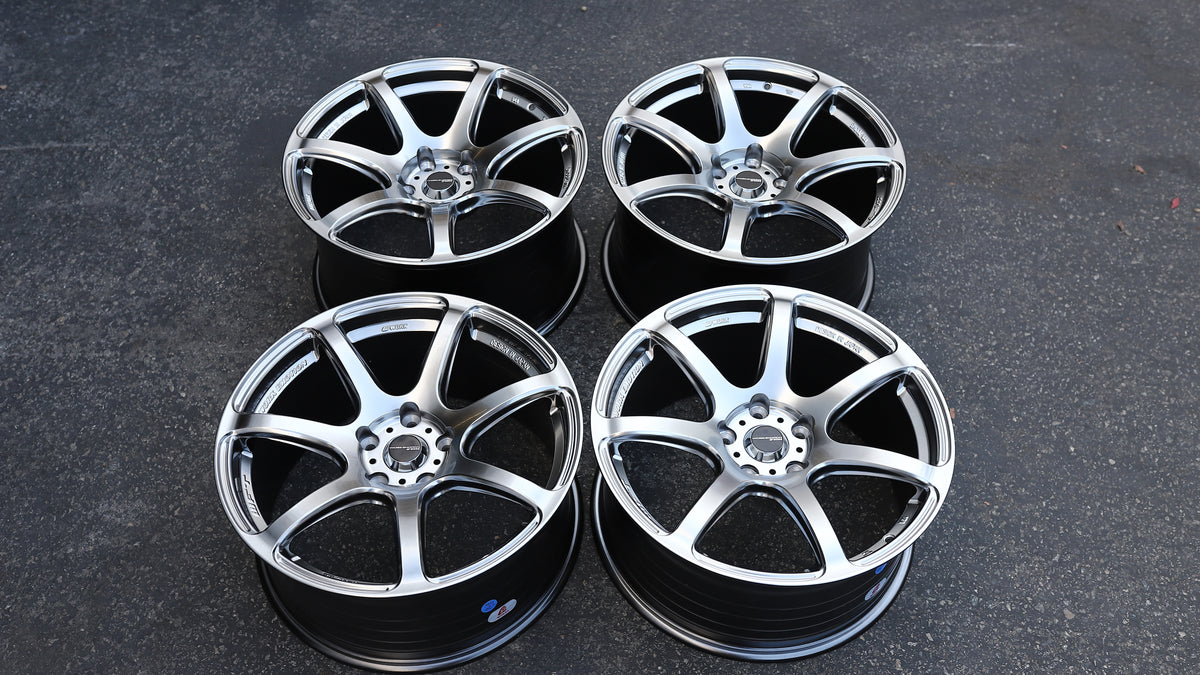 18" Hyper Black Work T7R Style Wheels Set of 4 18x8.5 +35 5x114.3