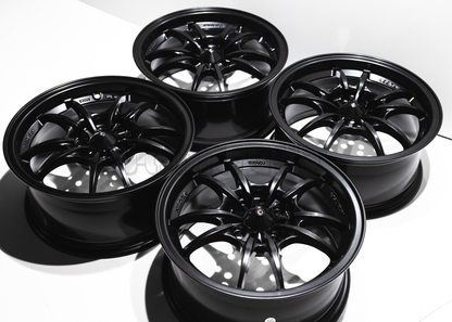 15" Matte Black Mugen MF10 Style Wheels (4x100) (4x114.3) Square Set