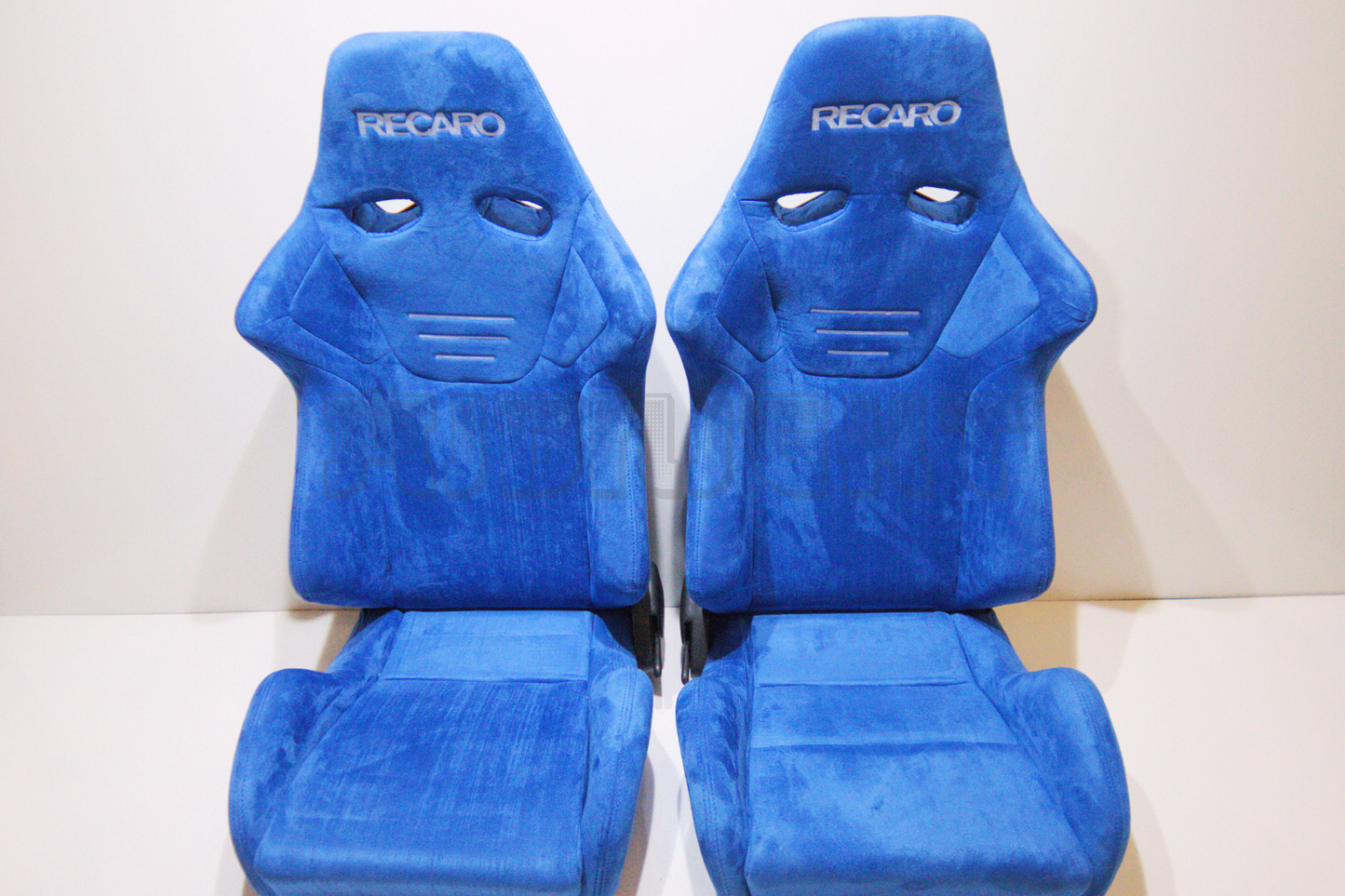 Recaro SR7 Style Blue Suede Alcantara Stitch Reclinable Bucket Seat