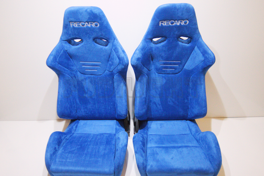 Recaro SR7 Style Blue Suede Alcantara Stitch Reclinable Bucket Seat