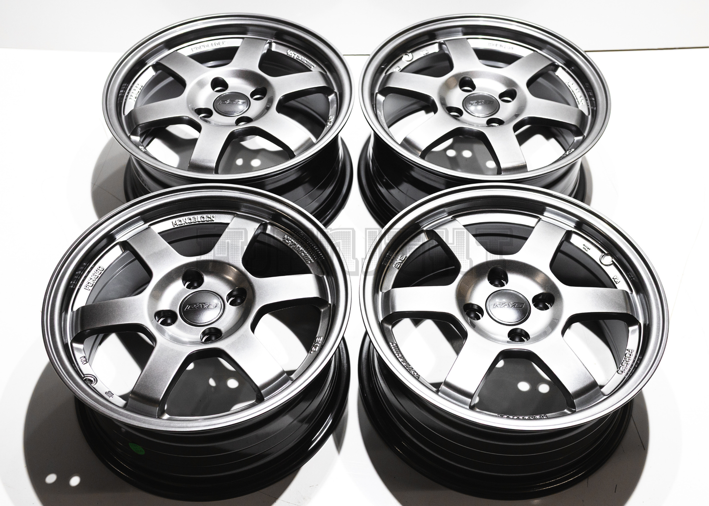 15" Gunmetal Rays TE37 Style Wheels (4x100) Square Set