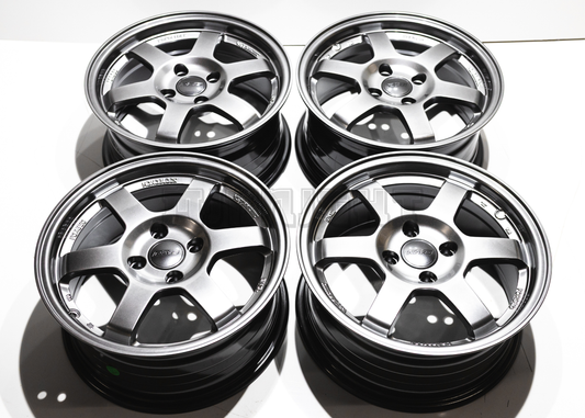 15" Gunmetal Rays TE37 Style Wheels (4x100) Square Set