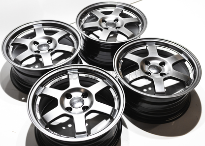15" Gunmetal Rays TE37 Style Wheels (4x100) Square Set