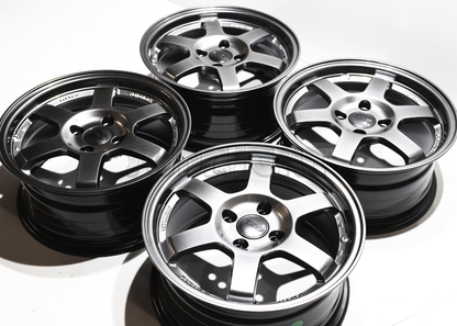 15" Gunmetal Rays TE37 Style Wheels (4x100) Square Set