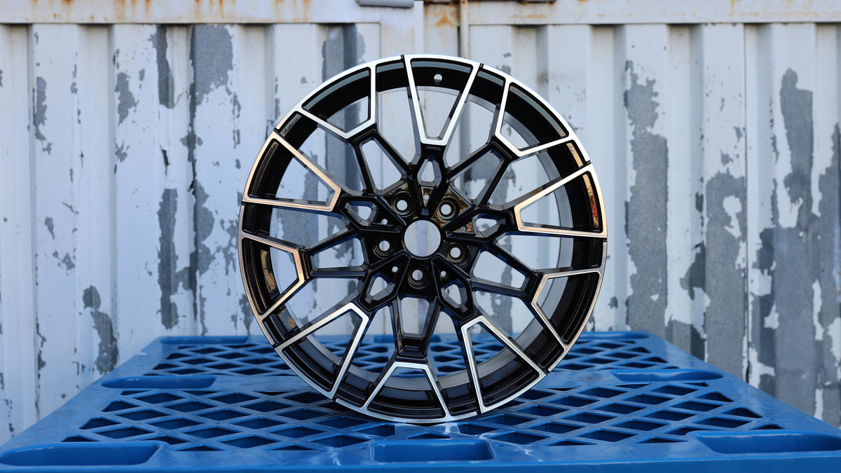 19" Black Machined Face BMW 827M Style Wheels Staggered Set 19x8.5 +26 / 19x9.5 +37 5x112