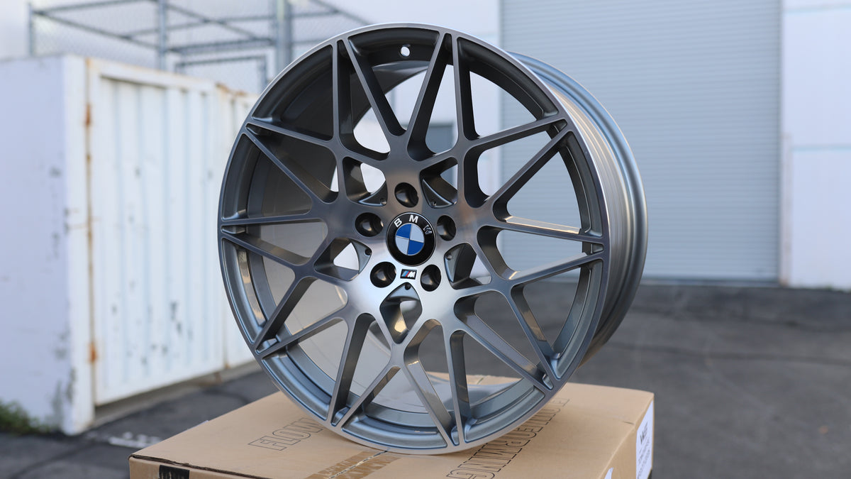 19" Grey Machined Face BMW 666M Style Wheels Staggered Set 19x8.5 +25 / 19x9.5 +35 5x112