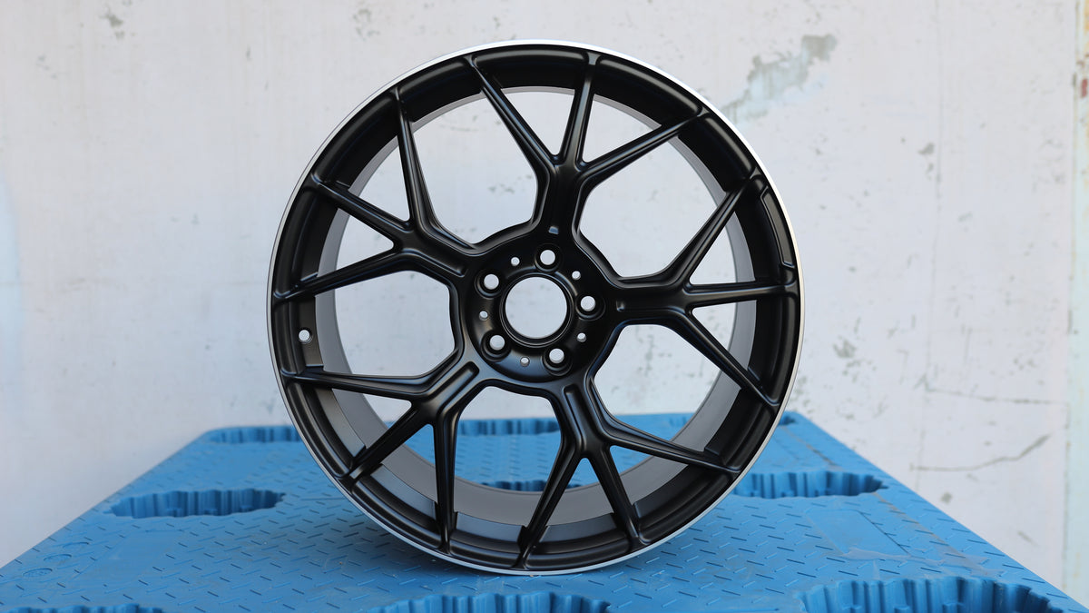 19" Matte Black Machined Lip GT63S AMG Mercedes Style Wheels Staggered Set 19x8.5 +40 / 19x9.5 +45 5x112