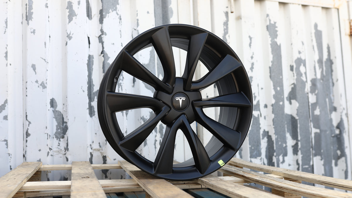 19" Matte Black Tesla Stiletto Style Wheels Set of 4 19x8.5 +40 5x114.3