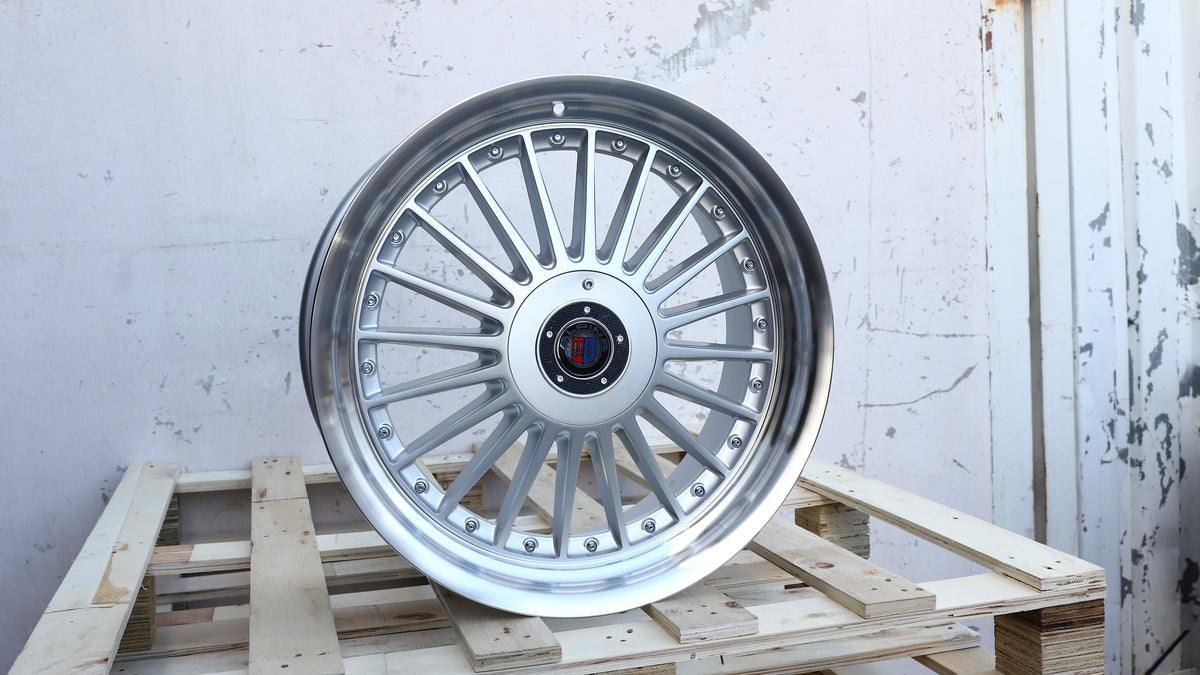 19" Silver Machined Lip Alpina Style Wheels Staggered Set 19x8.5 +20 / 19x10 +20 5x112/5x120